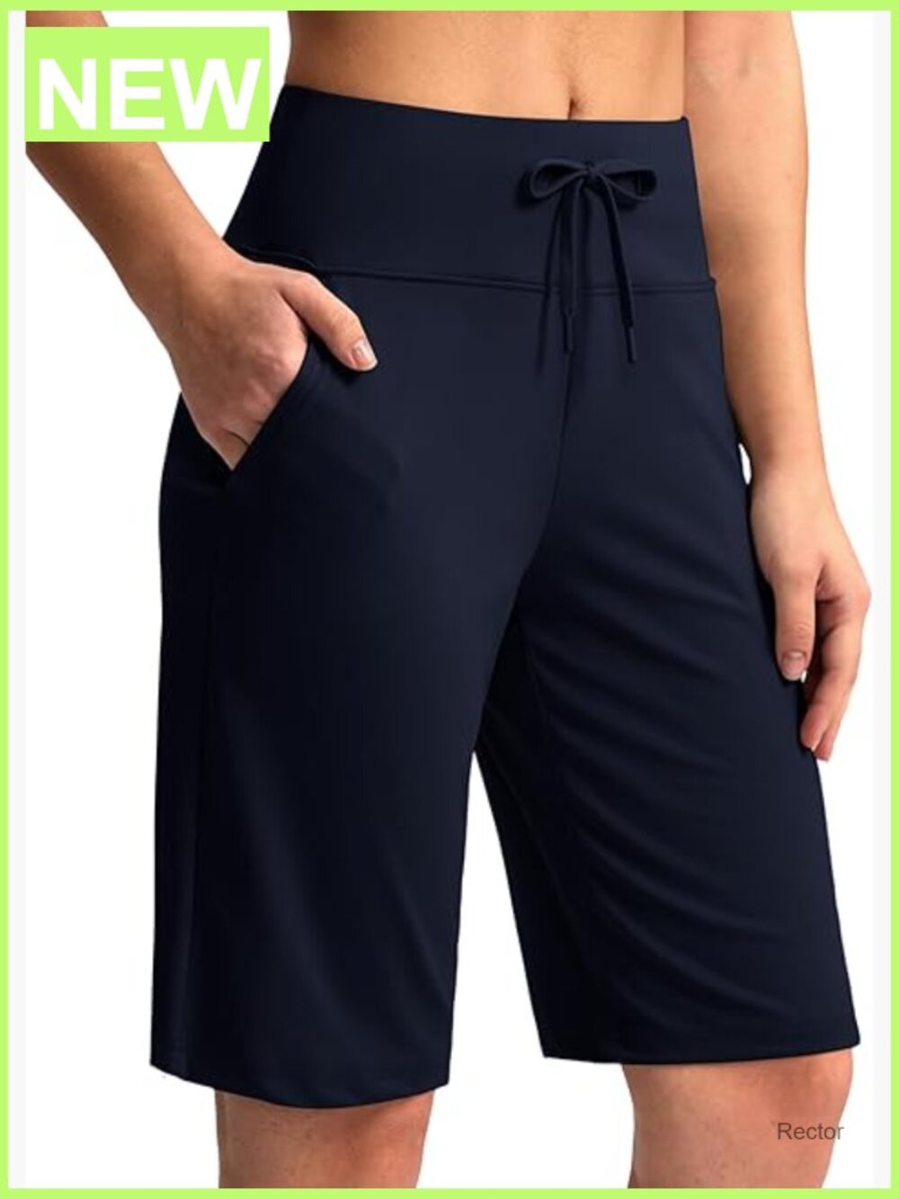 Women's Bermuda Shorts with Pockets 11" Knee Length Stretch Drawstring